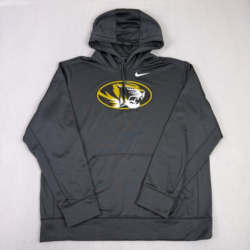 Nike Mizzou Missouri Tigers Therma-FIT Hoodie Men's Large Grey Pullover NCAA